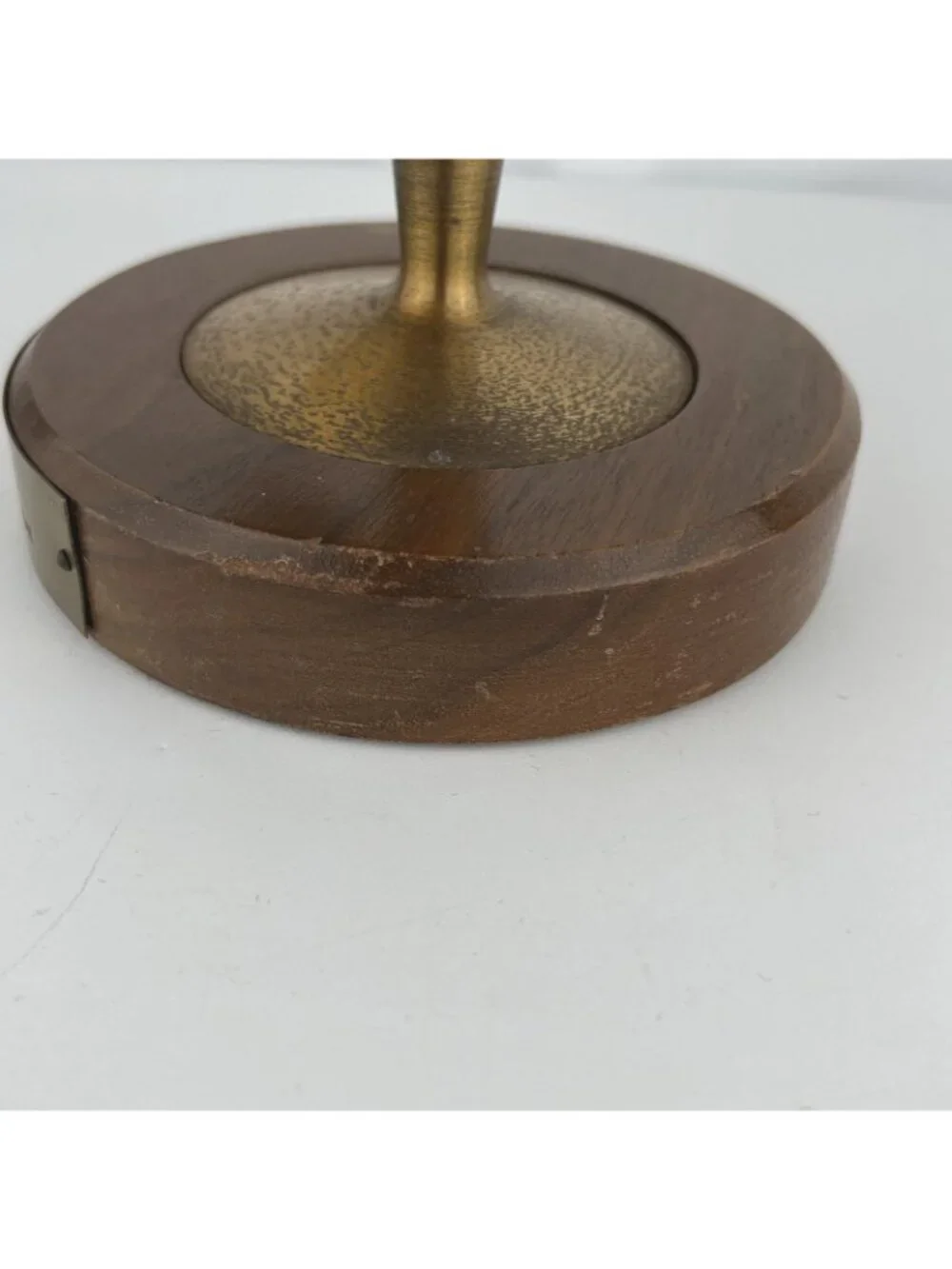1965 MCM Lord Elgin Wood and Brass Pedestal Clock Weather Works Sales Award